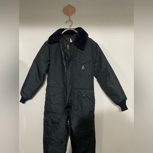 Men's Large Vintage Refrigiwear black Insulated Coveralls Snow Suits.